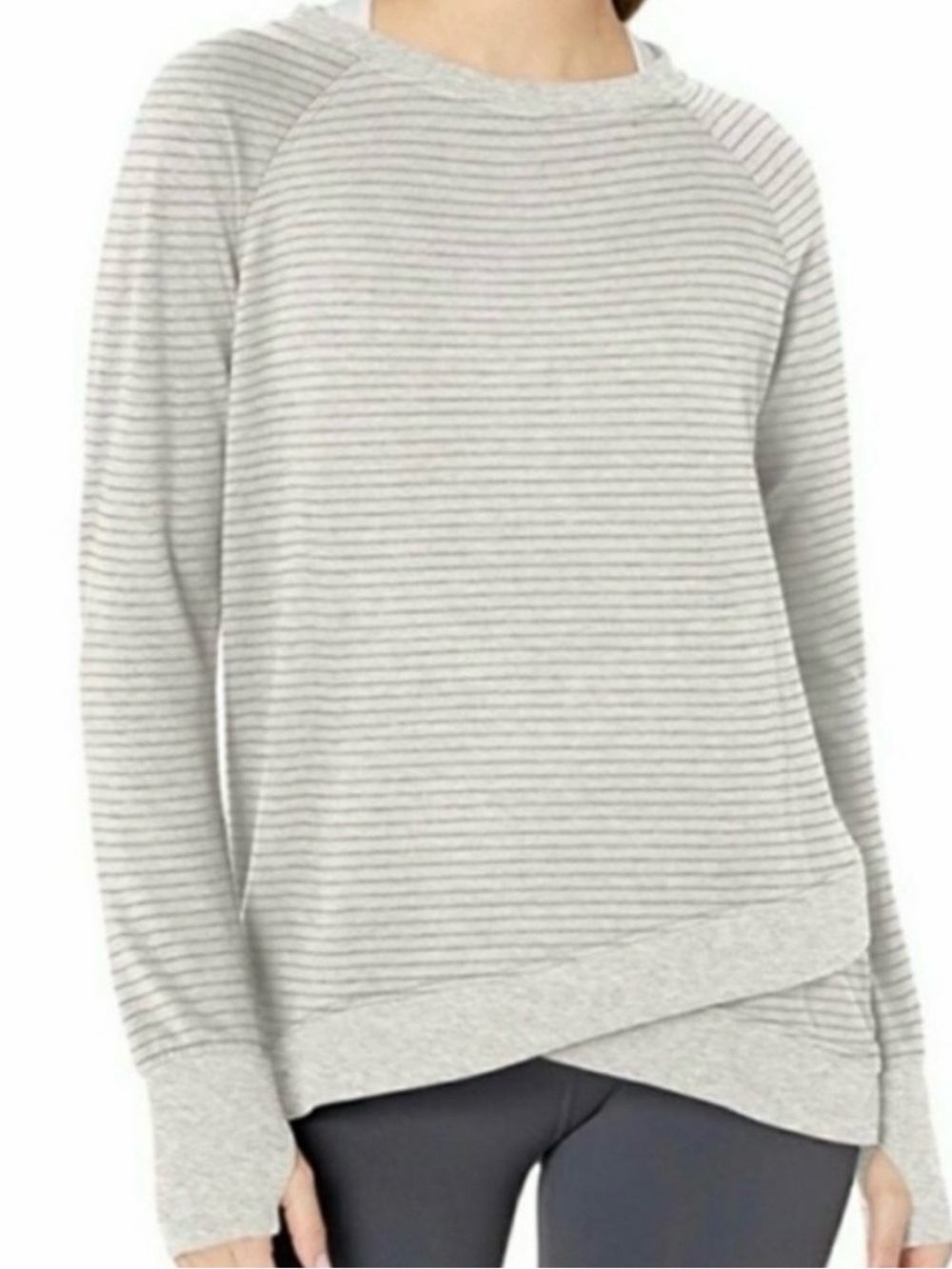 : Danskin Striped Crossover Hem Tunic Sweatshirt - Size XL